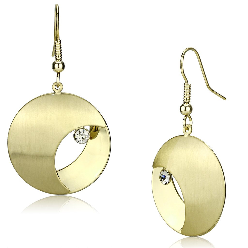 JCE2738 Matte Gold & Gold Iron Earrings with Top Grade Crystal  in Clear